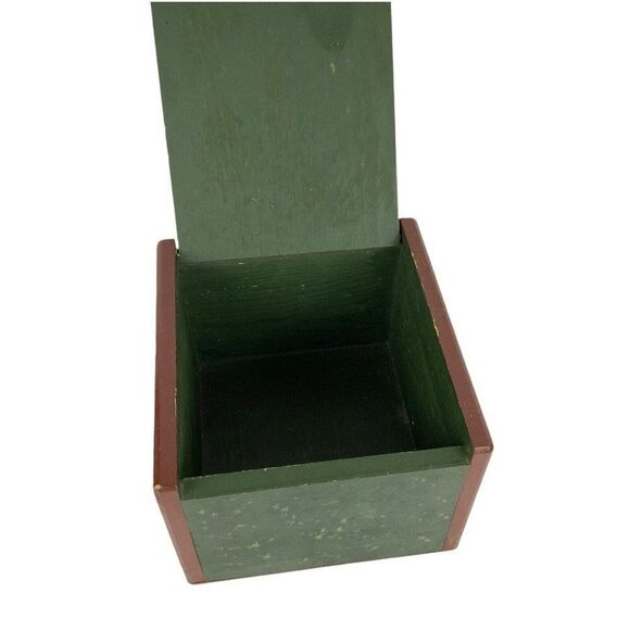 Hand Painted Wooden Recipe Card Box Apple Design Green Red Farmhouse Style - Picture 2 of 7